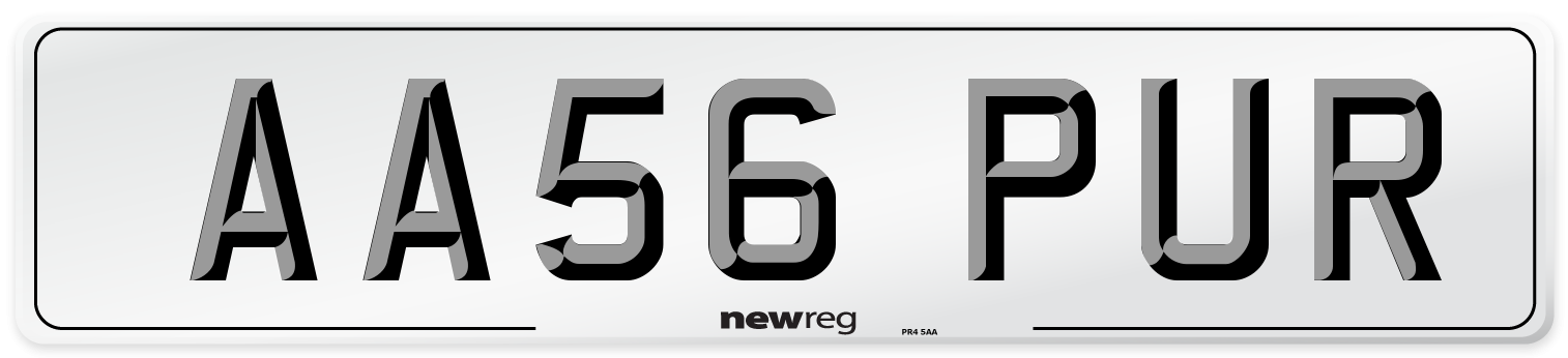 AA56 PUR Number Plate from New Reg